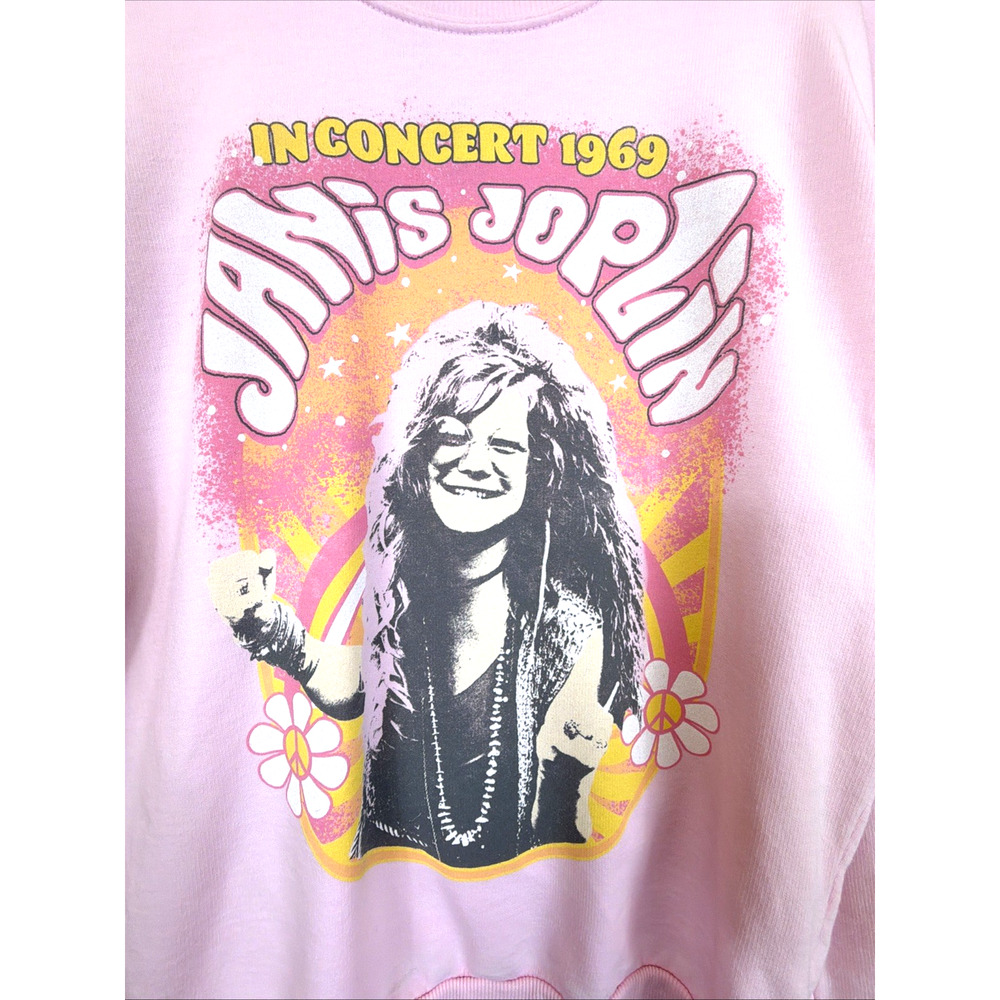 NWT Recycled Karma Pink Janis Joplin Screen Print Fleece Top #1408 Size XS - Picture 3 of 7